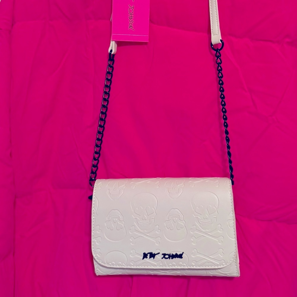 Betsey Johnson Edgy Cream Crossbody Bag